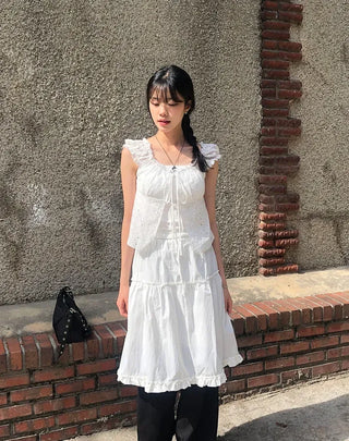 Frilled Tiered Layered Midi Skirt