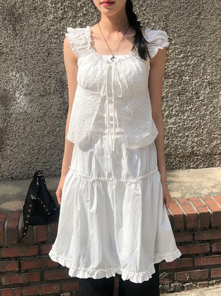 Frilled Tiered Layered Midi Skirt
