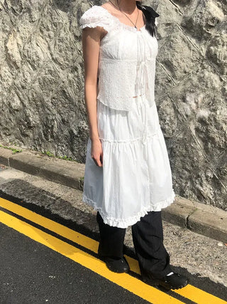 Frilled Tiered Layered Midi Skirt