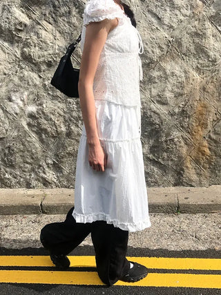 Frilled Tiered Layered Midi Skirt