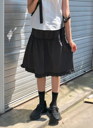 Frilled Tiered Layered Midi Skirt