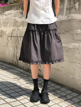 Frilled Tiered Layered Midi Skirt