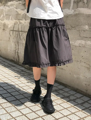 Frilled Tiered Layered Midi Skirt