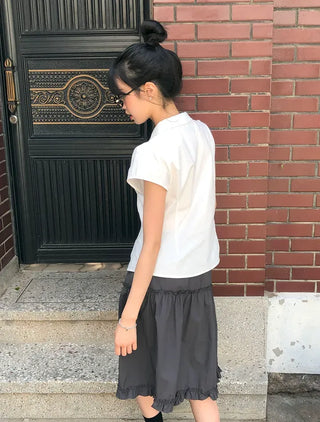 Frilled Tiered Layered Midi Skirt