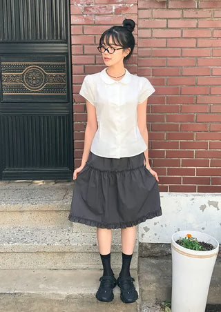 Frilled Tiered Layered Midi Skirt