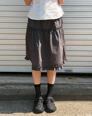 Frilled Tiered Layered Midi Skirt