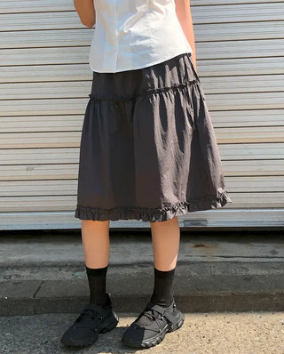 Frilled Tiered Layered Midi Skirt