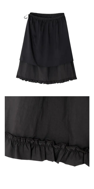 Frilled Tiered Layered Midi Skirt