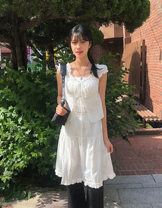 Frilled Tiered Layered Midi Skirt