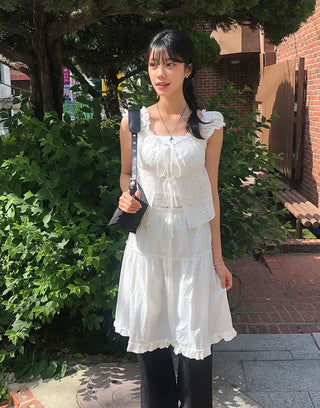 Frilled Tiered Layered Midi Skirt