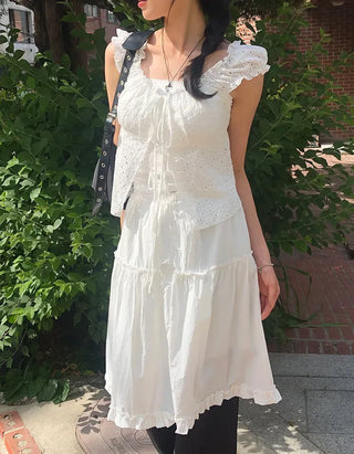 Frilled Tiered Layered Midi Skirt