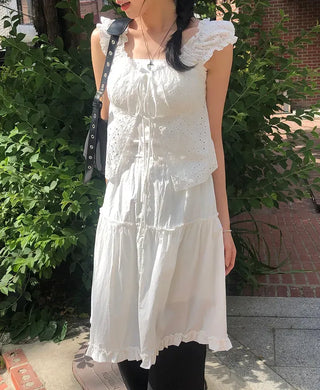 Frilled Tiered Layered Midi Skirt