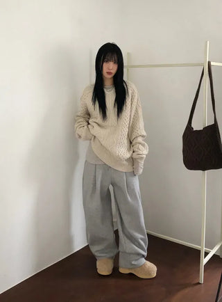 Genie Pintuck Wide Sweatpants