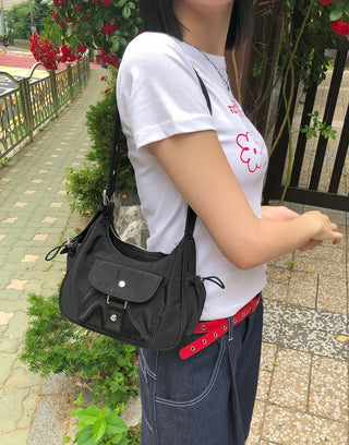 Color Block Flower Print Semi-Crop Short Sleeve T-shirt