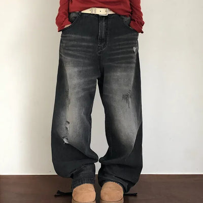 Double back pocket wide denim