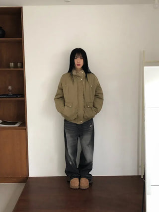 Double back pocket wide denim