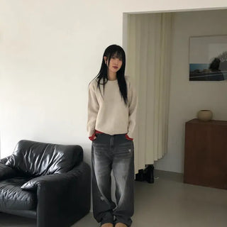 Double back pocket wide denim