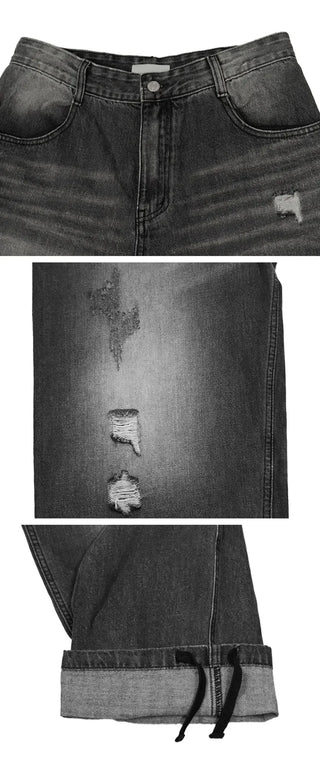 Double back pocket wide denim