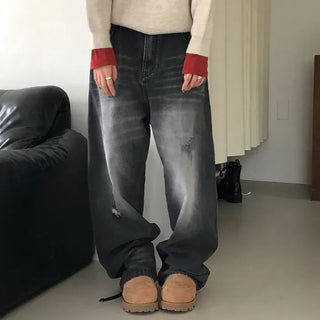 Double back pocket wide denim