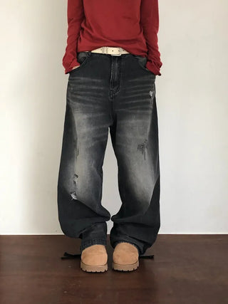 Double back pocket wide denim