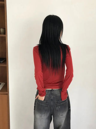 Double back pocket wide denim