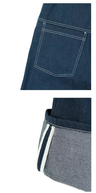 Non-Faded Raw Denim Pintuck Bermuda Pants
