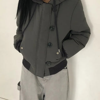 Tidi Button Fur Hooded Padded Jacket