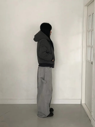 Tidi Button Fur Hooded Padded Jacket