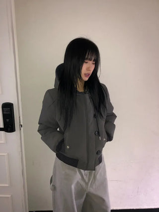 Tidi Button Fur Hooded Padded Jacket