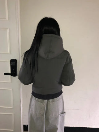 Tidi Button Fur Hooded Padded Jacket