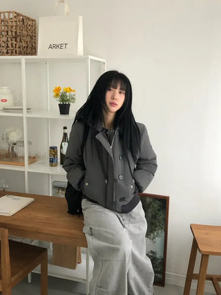 Tidi Button Fur Hooded Padded Jacket