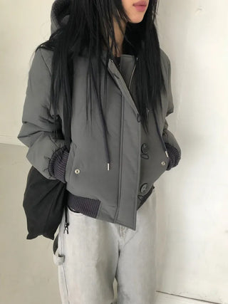 Tidi Button Fur Hooded Padded Jacket