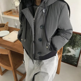 Tidi Button Fur Hooded Padded Jacket