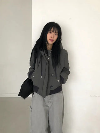 Tidi Button Fur Hooded Padded Jacket