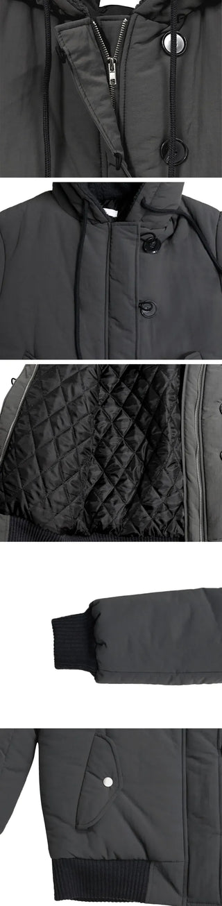 Tidi Button Fur Hooded Padded Jacket