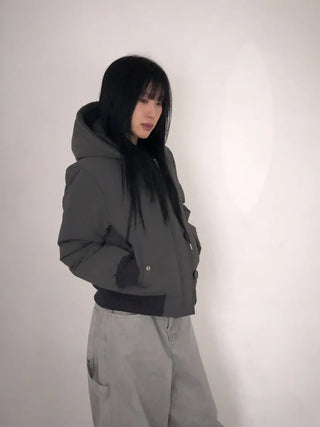 Tidi Button Fur Hooded Padded Jacket