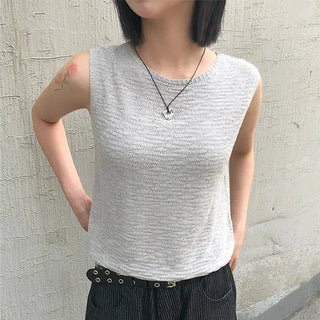Linen Boucle Loose Knit Vest