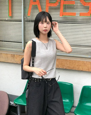 Linen Boucle Loose Knit Vest