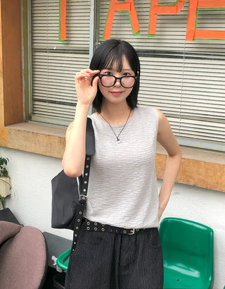 Linen Boucle Loose Knit Vest