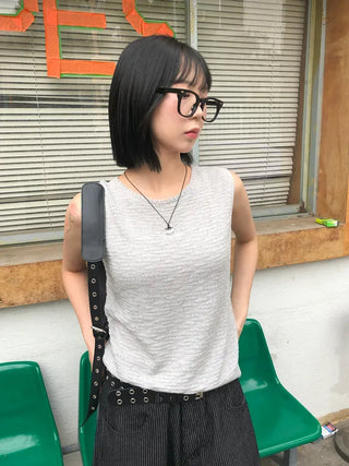 Linen Boucle Loose Knit Vest