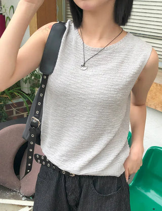 Linen Boucle Loose Knit Vest