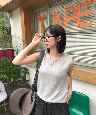 Linen Boucle Loose Knit Vest