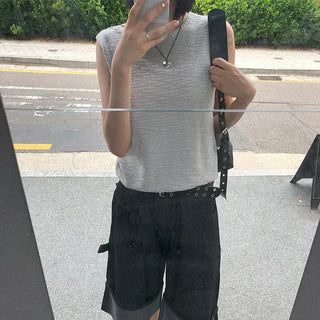 Linen Boucle Loose Knit Vest
