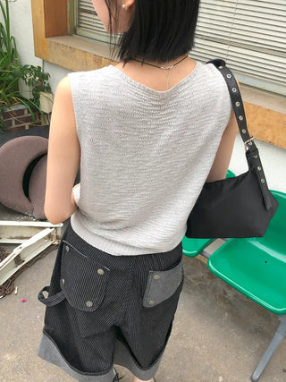 Linen Boucle Loose Knit Vest