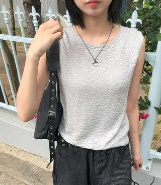 Linen Boucle Loose Knit Vest