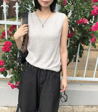 Linen Boucle Loose Knit Vest