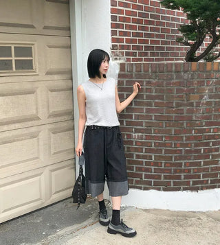 Linen Boucle Loose Knit Vest