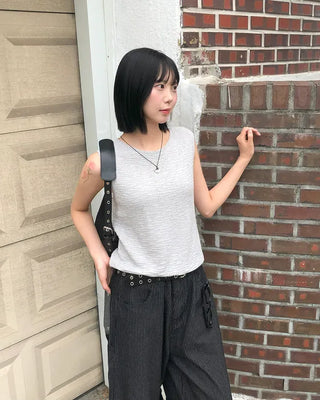 Linen Boucle Loose Knit Vest