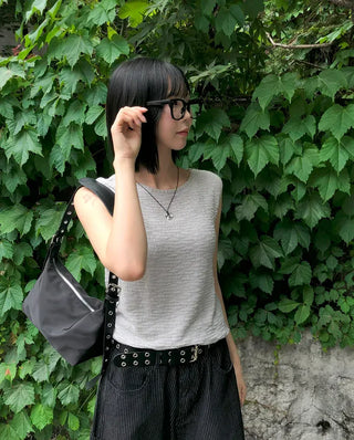Linen Boucle Loose Knit Vest