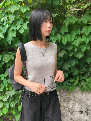 Linen Boucle Loose Knit Vest